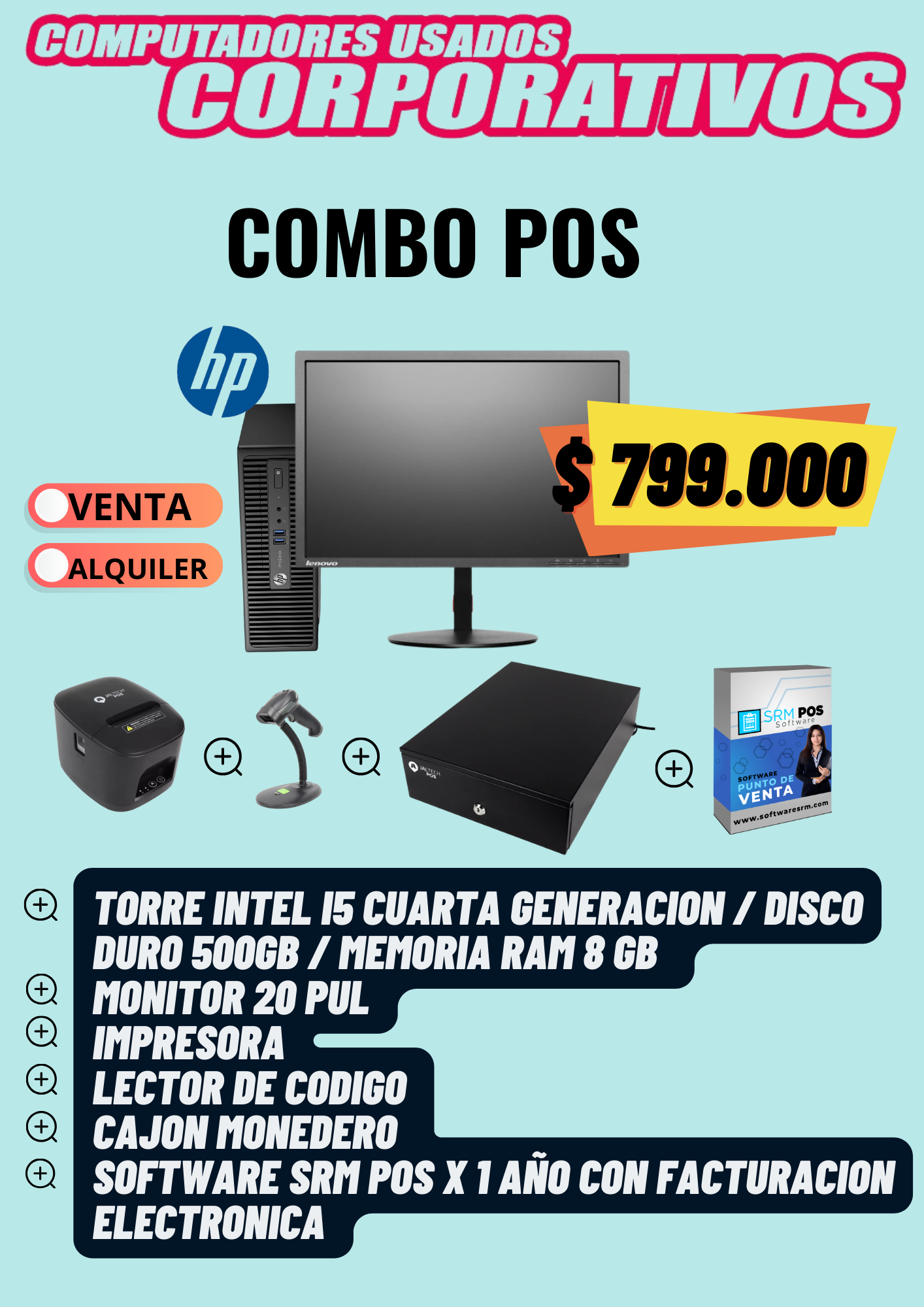 Combo POS incluye Software SRM POS